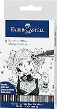 Faber-Castell Creative Pitt Artist Pens, Manga Set, Pack of 8, Shades of Gray (54-167107)