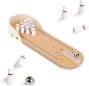 Table Top Mini Bowling Game Set,Tabletop Wooden Board Mini Desktop Tiny Bowling Shooting Alley Office Desk Stress Relief Gadgets Small Finger Toys Fun Gag Gifts for Men Adults Kids Teens Boys