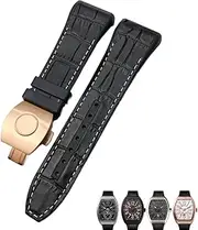 [FFHAO] For Franck Muller Watch Band 28mm Cowhide Silicone Watch Strap Nylon Rubber Folding Buckle Watch Bands For Men Bracelet
