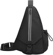 [Generic] Reflective Strip Breast Bag Lightweight Men Chest Packs Crossbody Sports Bags With Front Zip Pocket