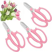 3 Pcs Garden Scissors Floral Shears,Professional Floral Scissors with Comfortable Grip Handle,Premium Garden Pruning Shears for Plants Trimming and Fruit Picking Trimming,Pink