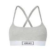 [Versace Underwear] Versace Underwear Logo-jacquard Bra I NUMERIC GREY