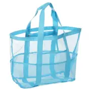 Mesh Beach Tote Bag, 1Pcs 25" x 15" x 8" Upgraded Beach Towel Bags (Blue)
