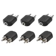 3.5mm Female to 2 RCA Male Connector Stereo Audio Video Adapter Splitter 6Pcs