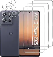 LXXMSXH 3 Pack Moto G Power 2025 Screen Protector [6.8 inch] + 3 Pack Camera Lens Protector, Anti Scratch Bubble Free, Easy Installation