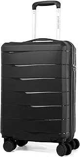 [GOODLUGG] 20-Inch PP material Carry-on Luggage with Spinner Wheels and TSA Lock, Airline Approved Lightweight Hardside Suitcase for Travel, Hardshell Suitcase, 20", Black, Black, 20 Inch (Carry-on), Pp