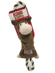 KONG Tugger Knots Moose Small/Medium Squeaky Low Stuff Rope Tug Dog Toy 14"