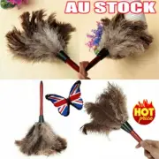 32CM Anti Static Genuine Ostrich Feather Duster Wooden Handle Brush Clean CT