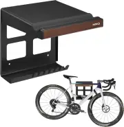 Wall Mount Bicycle Rack with Hooks - Horizontal Bike Rack for Garage with Shelf