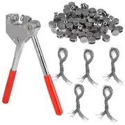 100Pcs Round Lead Seals Beans 8mm Diameter, 100 Pcs Steel Wire, 1Pcs Sealing Crimper with Red Plastic Coated Handle As shown