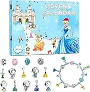New Advent Calendar 2025 for Girls, Christmas 24 Days Countdown Calendar with 2 Bracelets and 22Pcs Unique Cartoon Charm Princess Beads, Christmas Toy Gifts for Girls Kids Teens Children