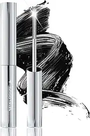 Black Washable Metal Mascara Wand, Waterproof Iron Wand, Natural Length Slim Volume Building, Long Lasting Smudge-Proof No Flaking Tint