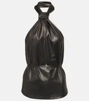 [Ann Demeulemeester] Ann Demeulemeester Halterneck leather top AU 14 black