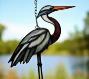 AUSTRALIAN WATER BIRD Giant Cormorant Stained Glass SUNCATCHER 30cm Tall/12 inch