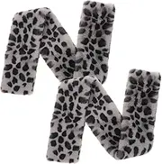 [HORIALENCE] 2pcs Leopard Print Faux Plush Scarf for Women Soft Cozy Winter Neck Warmer Multifunctional Furry Shawl Headscarf Animal Print Accessory for Fall Winter Events