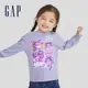 Gap 女幼童裝 Gap x Super Wings聯名 Logo純棉印花圓領長袖T恤-紫色(765999)