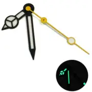 Yellow Second Hand Matte Black Trim White Painted Lume Watch Hands for NH35 NH36