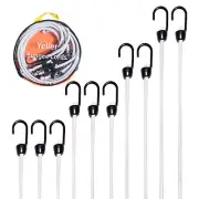 Bungee Cords with Hooks. (White, Nylon, 5/16" * 10pcs), Heavy Duty Bungee Cor...