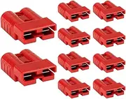 ATEM POWER 50A 10 PCs Anderson Connector for 6-16AWG - Battery Quick Connect Disconnect Genderless Plug, Wire Harness Plug Kit for 12/24V DC Power Auto Solar Electrical Devices, Red