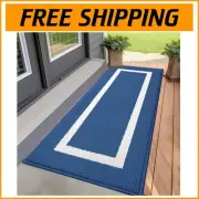 Washable Low-Pile Doormat 59x20 - Navy Indoor Entry Mat with Moisture Barrier