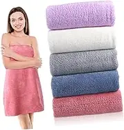 SOLUSTRE 5Pcs Microfiber Bath Towel Soft Water Absorbent Spa Wraps Solid Colors for Home Travel and Fitness Family Sized Towels Brick