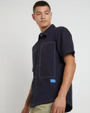 Cliff Short Sleeve Shirt in Navy