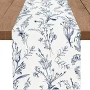Navy Table Runner Summer Wildflower Runner for Table 13 x 90 Inch Blue Floral