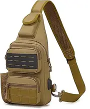 Comfortable Handbag With Powerful Loading Scratch Resistant Environmentally Friendly Fabric ABS Sports Shoulder Bag, khaki