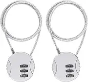 2 Pack Combination Lock 3 Digit Outdoor Waterproof Padlock, Locker Lock Gym Lock, Mini Wire Rope Combination Padlock, Code Lock Resettable Bag Luggage Gate Lock for Toolbox, Fence, Gate (Silver)