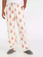 Peter Alexander Men's Cream Bunny Print Long Flannelette Pyjama Pants Size XL