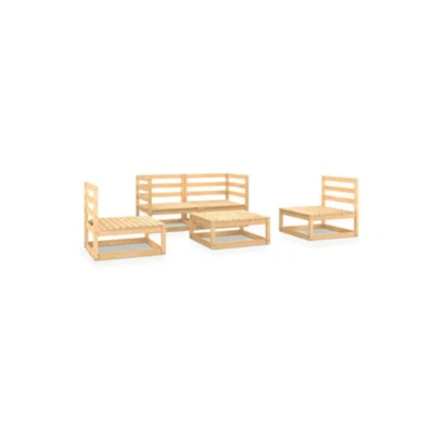 5 Piece Garden Set Solid Pinewood Lounge