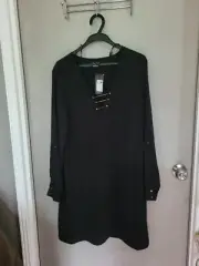 City Chic Xs Tunic Peirced Heart Black Plus Size 14