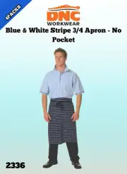 DNC 4PACKS Unisex Blue & White Stripe 3/4 Apron No Pocket Classic Butch 2332