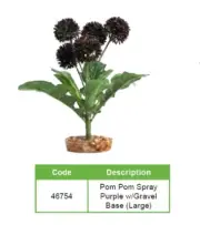 Reptile One R1-46754 Plant Reptile Pom Pom Spray - Purple w/Gravel Terrarium
