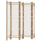 5-Panel Room Divider Folding Privacy Screen Stand 200cm Bamboo Canvas