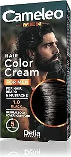 Cameleo Permanent Hair Dye, Hair Dye, Black Hair Colour for Hair, Beard & Moustache, Colour Effect in 5 Minutes, Grey Hair Cover, Ammonia, PPD, Paraben Free, 30 ml