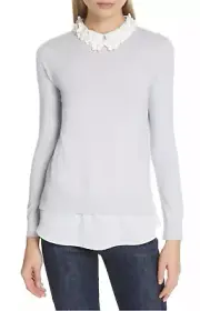 NWT TED BAKER Embellished Collar Mockable Jumper Sweater Blue $229 MSRP US Sz 2