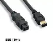 Kentek 3 ft IEEE-1394 A/B Firewire 400 9-Pin Male to 6-Pin Male Cord Data DV Blk