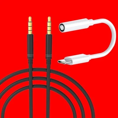 For Samsung Galaxy S20 FE 5G G781U Type C to 3.5mm Audio Cable + Audio Aux Cable