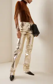 [Proenza Schouler] Metallic Leather Straight-Leg Pants