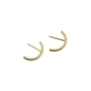 ANYCO Earrings Gold Plated Chic Line Zircon Curved Stud For Women Girl Teen Fashion Stylish Accessories Jewelry Gifts