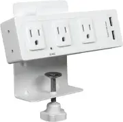 StandDesk Desk Clamp Power Strip and Surge Protector Mount with 3 Outlets and 2