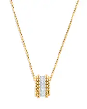 Harakh Diamond Baguette Beaded Pendant Necklace in 18K Yellow Gold, 0.35 tcw, 16-20