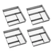 4x Madesmart Junk Drawer Home/Kitchen Organiser Rectangle 37x30cm Soft Grey