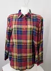 Lemon Grass Long Sleeve Collared Plaid Cotton Button-Up Top - Medium #2525
