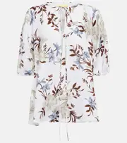 [Erdem] Erdem Eleni printed linen blouse AU 10 white