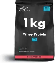 Gymcrate Strawberry Whey Protein Powder (1Kg) | Whey Protein Isolate & Concen...