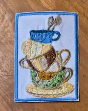Stacked Coffee / Tea Cups - Iron On/Sew On Patch 10893