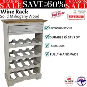 Solid Mahogany Wood Wine Rack 55x23x85cm Bottle Organiser Holder Storage vidaXL