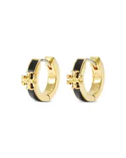 Tory Burch Kira Enamel Huggie Hoop Earrings in 18K Gold Plated